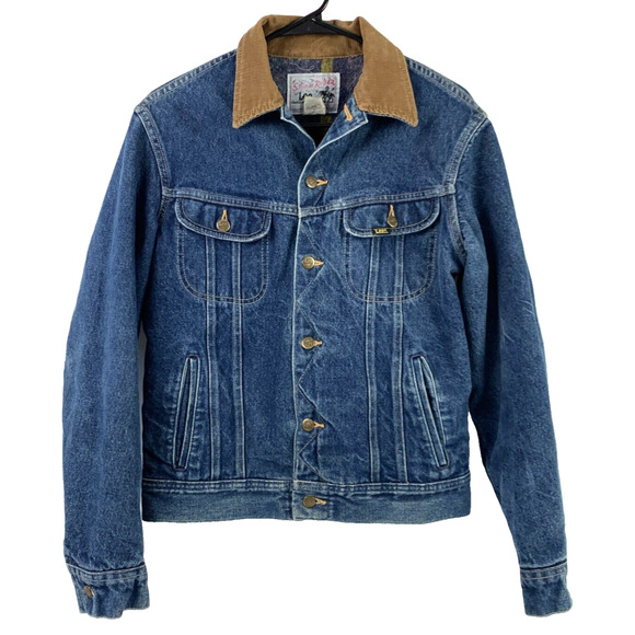 Vintage 90s Lee Storm Rider Jean Dark Denim Blanket Lined Jacket 38L Made in USA - Picture 1 of 5